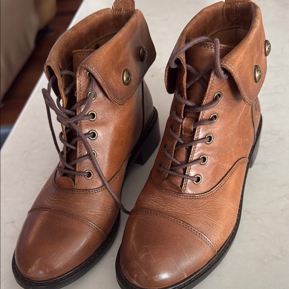 Patricia Nash Brown Ankle Booties with Cap Toe Design